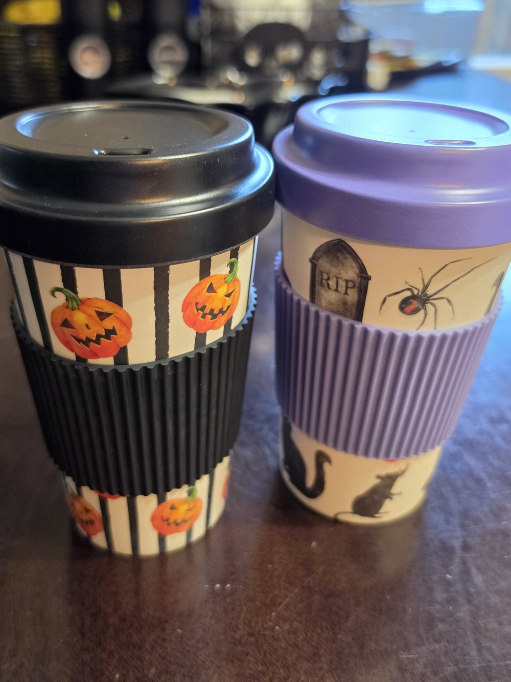 Reusable Halloween Travel Mug Set - Black & Purple